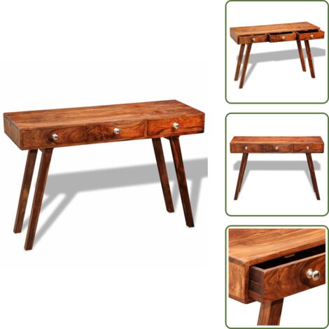 Acacia - vidaXL Mesa consola con 3 cajones madera maciza acacia 76 cm - Cajones