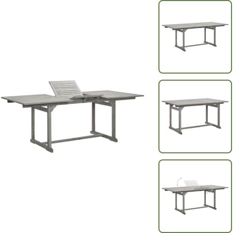Acacia - vidaXL Mesa de comedor jardín madera maciza acacia (150-200)x100x75cm - Mesa extensible