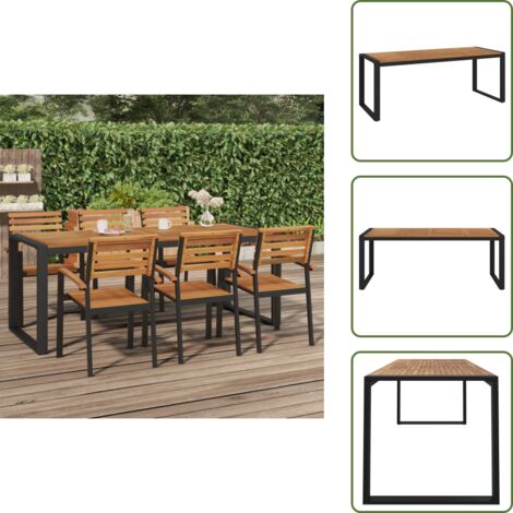 Acacia - vidaXL Mesa de jardín con patas en U madera maciza acacia 200x90x75 cm - Madera maciza