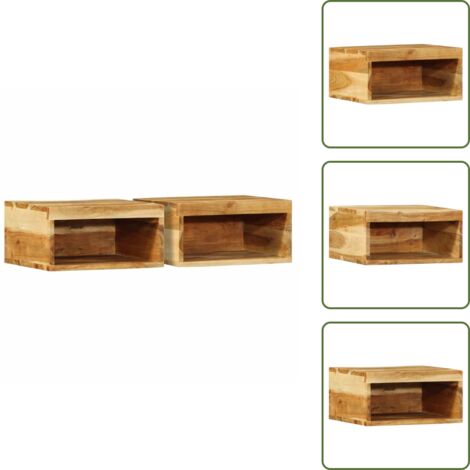 Acacia - vidaXL Muebles de TV de pared 2 uds madera maciza de acacia - Almacenamiento