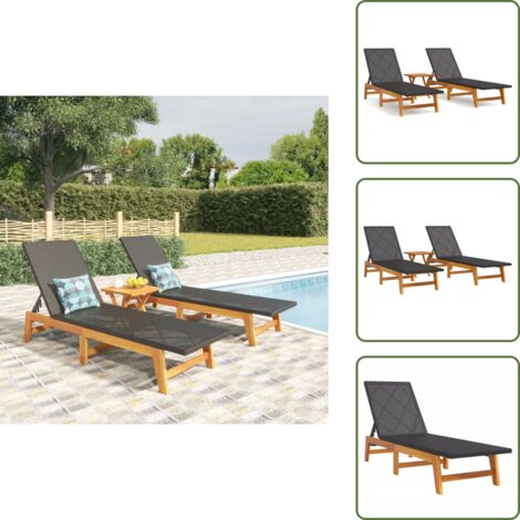 Acacia - vidaXL Set de muebles de jardín 3 piezas ratán sintético madera acacia - Ratán sintético