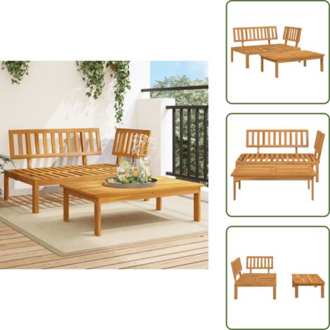 Acacia - vidaXL Set de sofás de palets de jardín 2 pzas madera maciza de acacia - Muebles de jardín