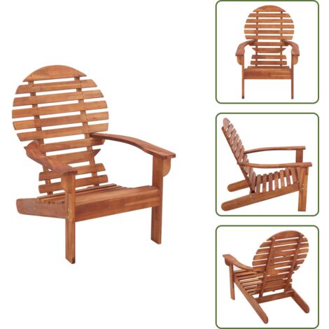 Acacia - vidaXL Silla Adirondack madera maciza de acacia - Silla de jardín de madera