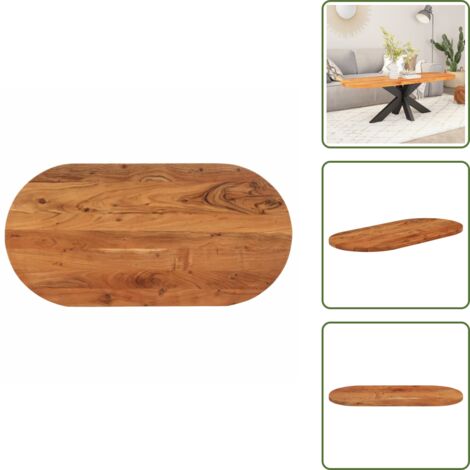 Acacia - vidaXL Tablero de mesa ovalado madera maciza de acacia 80x40x2,5 cm - Superficie de mesa