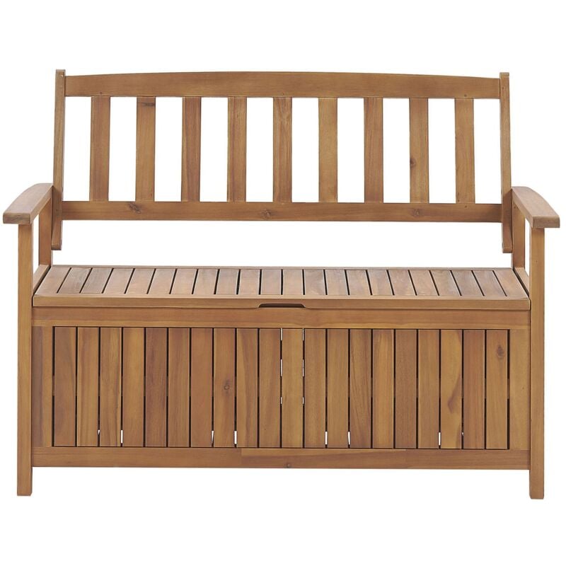 Beliani - Rustic Outdoor Patio Storage Bench Solid Acacia Wood 120 cm Sovana