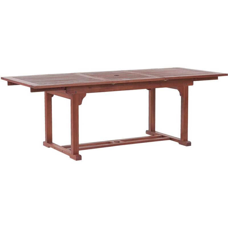 Modern Outdoor Acacia Wood Dining Table Extendable Top Dark Wood Toscana