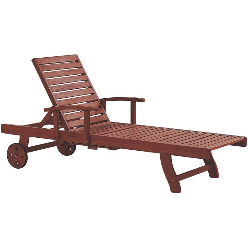 Acacia Wood Garden Sun Lounger Reclining with Wheels Toscana