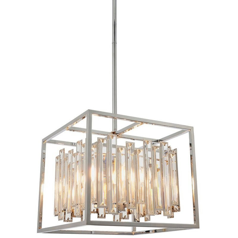

Endon Acadia - Lámpara colgante de techo con 4 luces, placa cromada y cristal transparente, E14