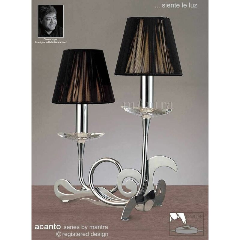 Acanto Table Lamp 2 Bulbs E14, polished chrome with black shade