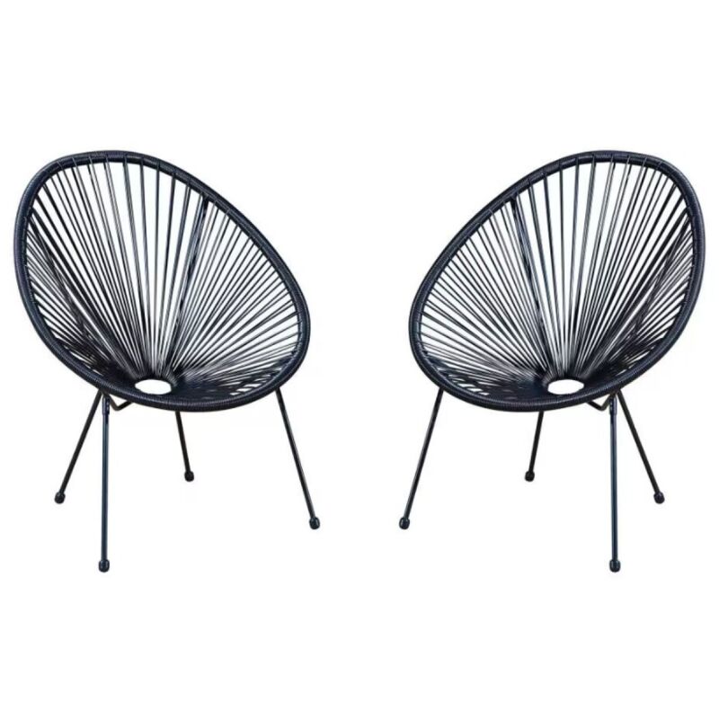 Concept-usine - Acapulco noir, 2 chaises de jardin