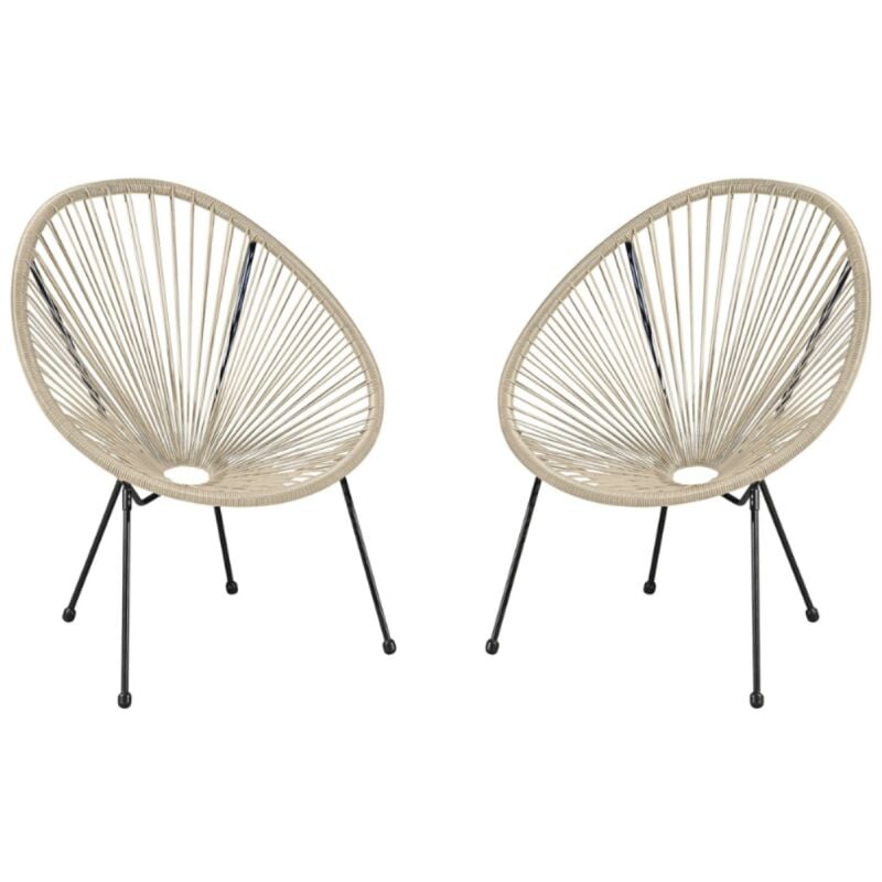 Concept-usine - Acapulco Beige 2 chaises de jardin Effet Rotin