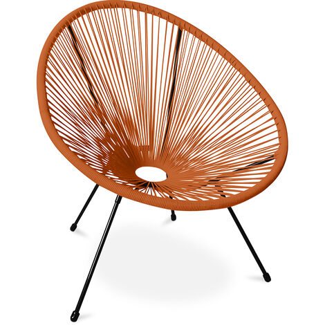Acapulco Chair - Black Legs - New edition Orange Steel, Synthetic Rattan - Orange