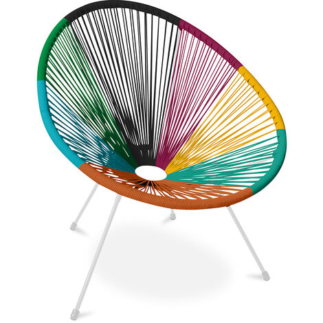 Acapulco Chair - White Legs - New edition Multicolour Steel, Synthetic Rattan - Multicolour