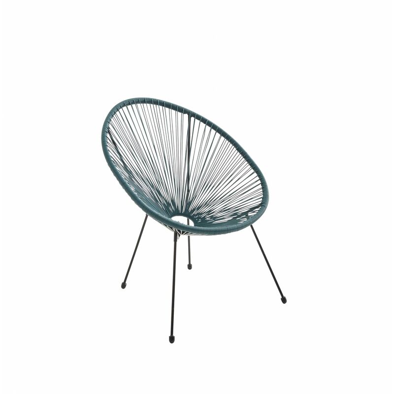 ACAPULCO eiförmiger Sessel - Entenblau - 4-beiniger Sessel im Retro-Design, Kunststoffschnur, innen / außen