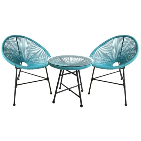Acapulco : Ensemble 2 fauteuils œuf + table basse