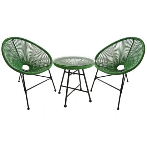 Acapulco : Ensemble 2 fauteuils œuf + table basse