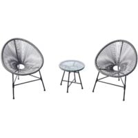 Acapulco : Ensemble 2 fauteuils œuf + table basse