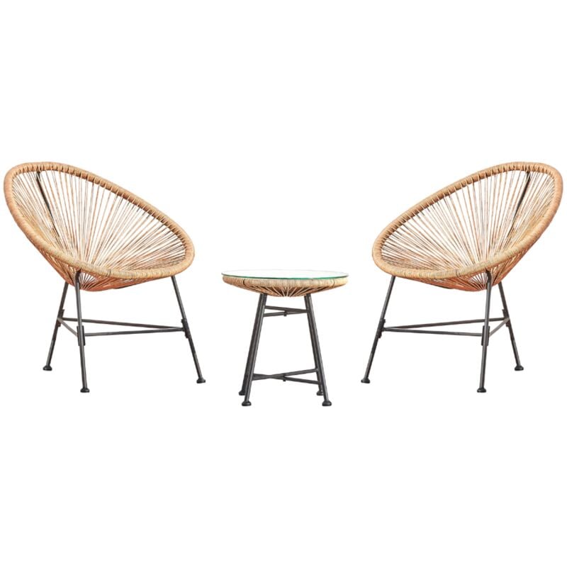 Concept-usine - acapulco - Ensemble de 2 fauteuils et table basse beige