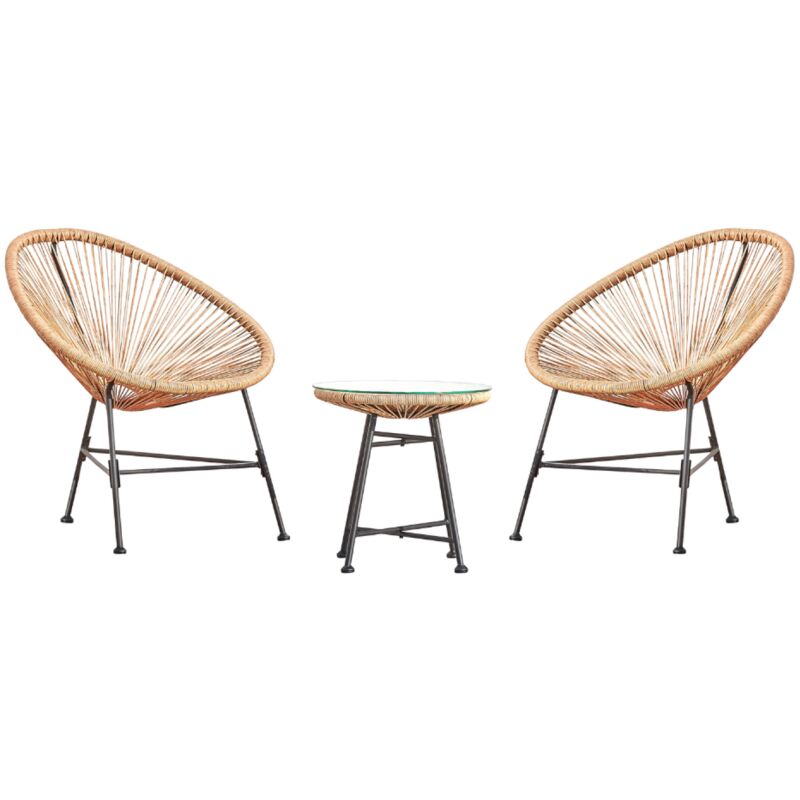 

Acapulco beige: Juego de 2 sillones huevo + mesa de centro - Beige