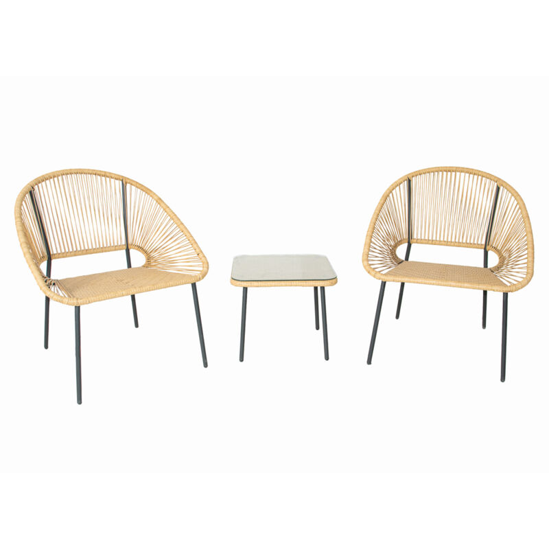 Concept-usine - acapulco - Salon de jardin 2 places avec table naturel