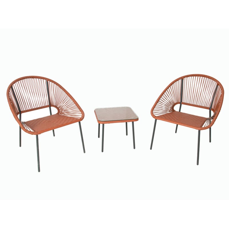 Concept-usine - acapulco - Salon de jardin 2 places avec table terracotta