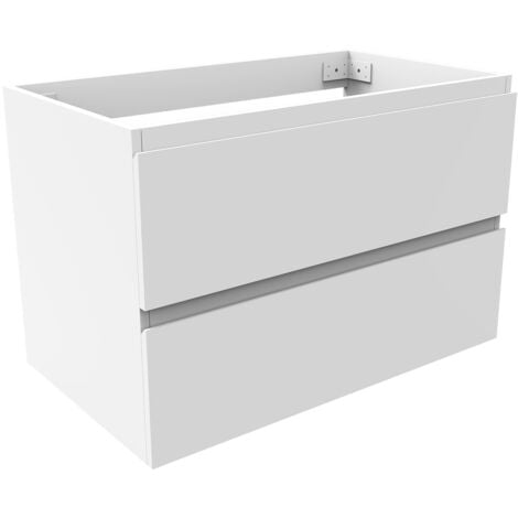 Acazanble High Gloss White Bathroom Vanity Unit Base Cabinet Cupboard Cloakroom Storage Furniture, Soft Close Drawers, Wall Hung, 79x44.5x52cm