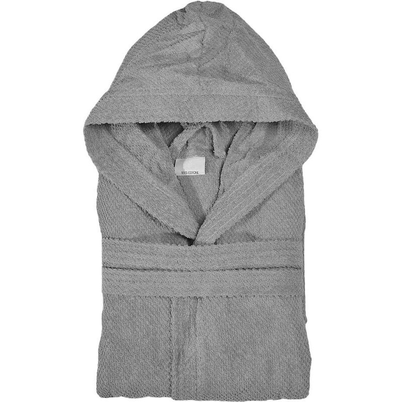 Image of Inbagno - Accappatoio 100% cotone grigio taglia l con cintura tasche e cappuccio
