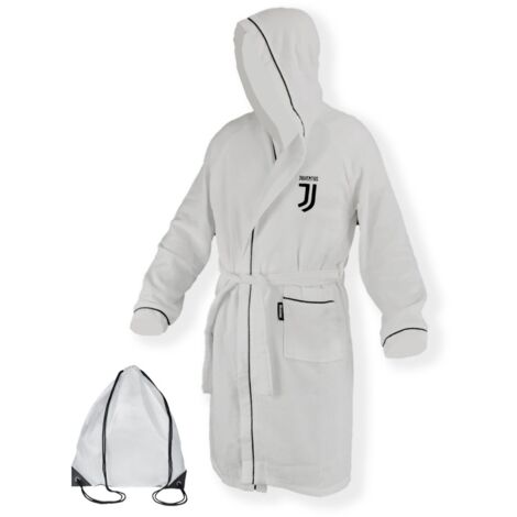 Accappatoio ADULTO Originale JUVE JUVENTUS In Microspugna BIANCO NERO CON Zaino Piscina S