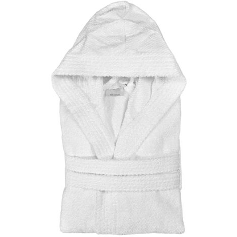 Accappatoio bianco 100% cotone taglia M con tasche cappuccio e cintura