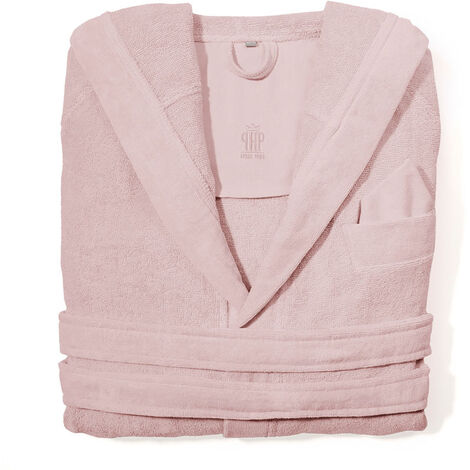 Accappatoio Con Cappuccio E Tasche In Spugna Mod. Joy Tinta Unita Rosa, misuraL-XLcoloreRosa