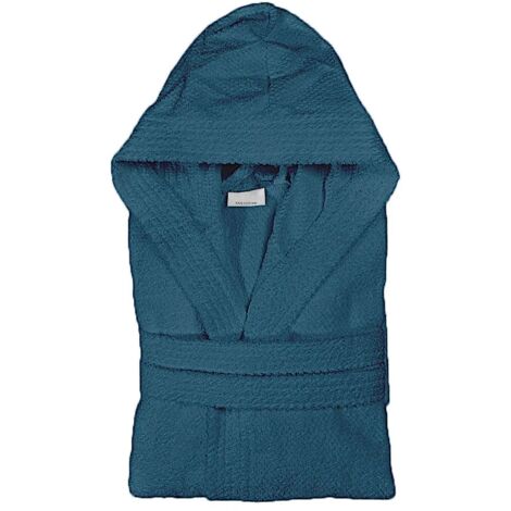 Accappatoio turchese 100% cotone taglia L con tasche cappuccio e cintura