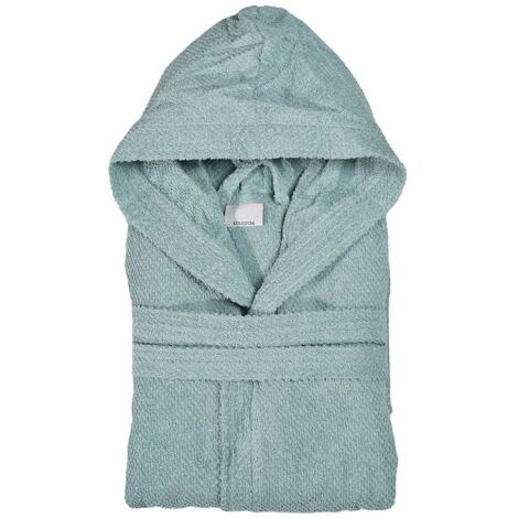 Accappatoio verde 100% cotone taglia L con tasche cappuccio e cintura