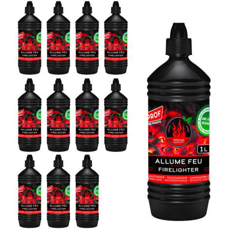 Accendifuoco Liquido 12 Bottiglie da 1 Litro per Barbecue Inodore