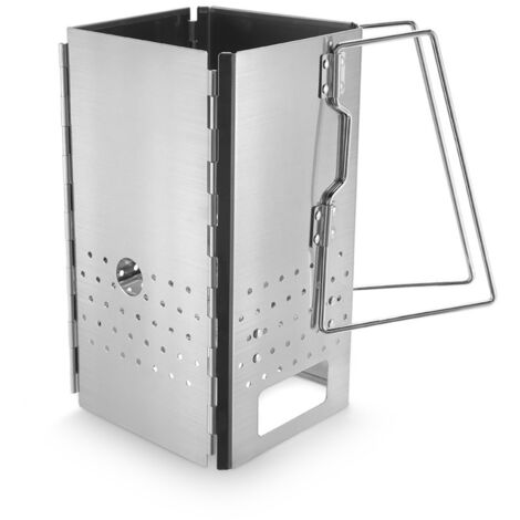 Accendifuoco pieghevole per barbecue a carbone, in acciaio inox, per bricchette di carbone