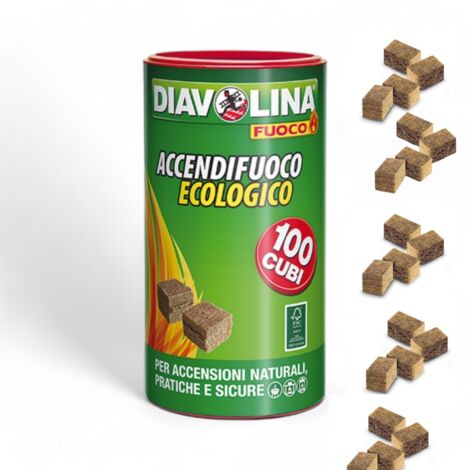 Accendigrill ecologico 100 cubi a base di legno e paraffina per grill e BBQ senza odori da fonti rinnovabili FSC