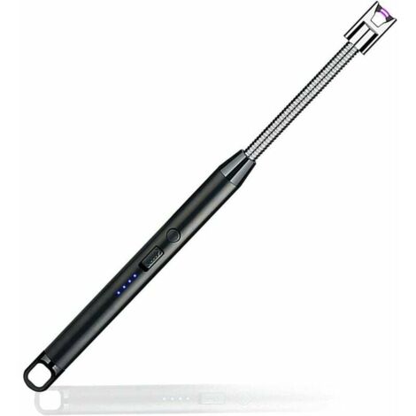 Accendino elettrico a candela, accendino elettrico ricaricabile tramite USB, accendino elettronico ad arco con 360º flessibile antivento, nero aziendale
