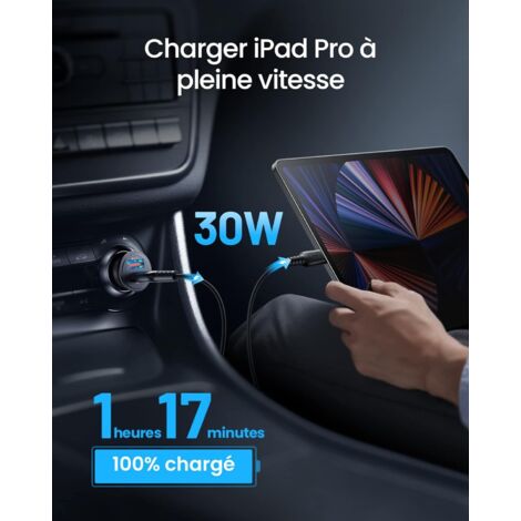 Accendisigari USB C, caricabatteria da auto a ricarica rapida da 60 W a 2 porte con USB C USB A, presa accendisigari da 12 V per iPhone 15 14 13 12 11 Pro Max Mini Plus Samsung S23 Huawei iPad AirPods