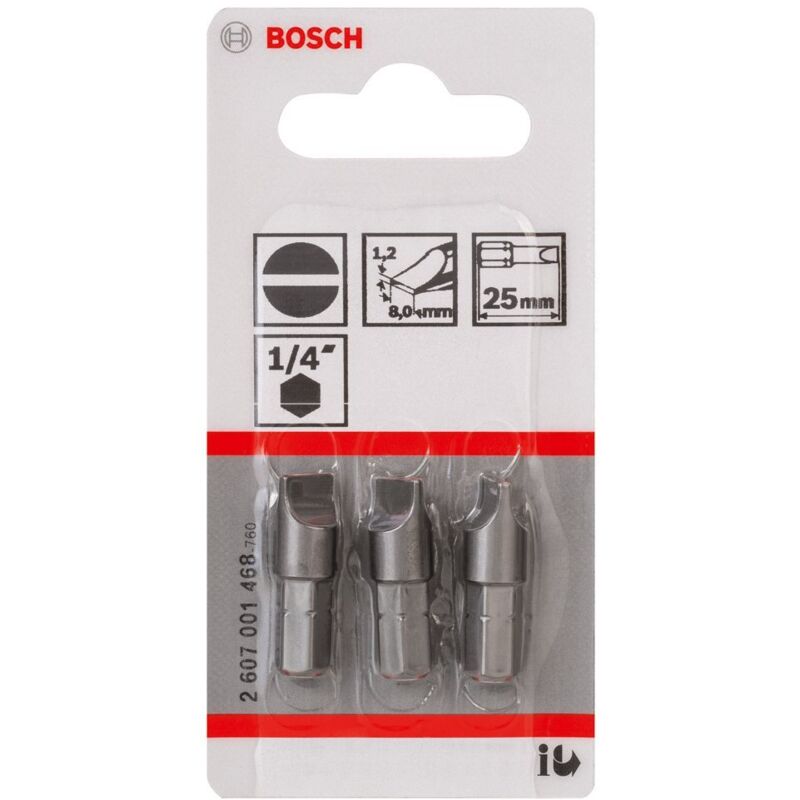 Professional BOS-2607001468 2607001468-Punta per cacciavite s Extradura c, grigio, 1,2x8,0x25mm: 3 uds, Na, 25 mm, 3 Stück - Bosch