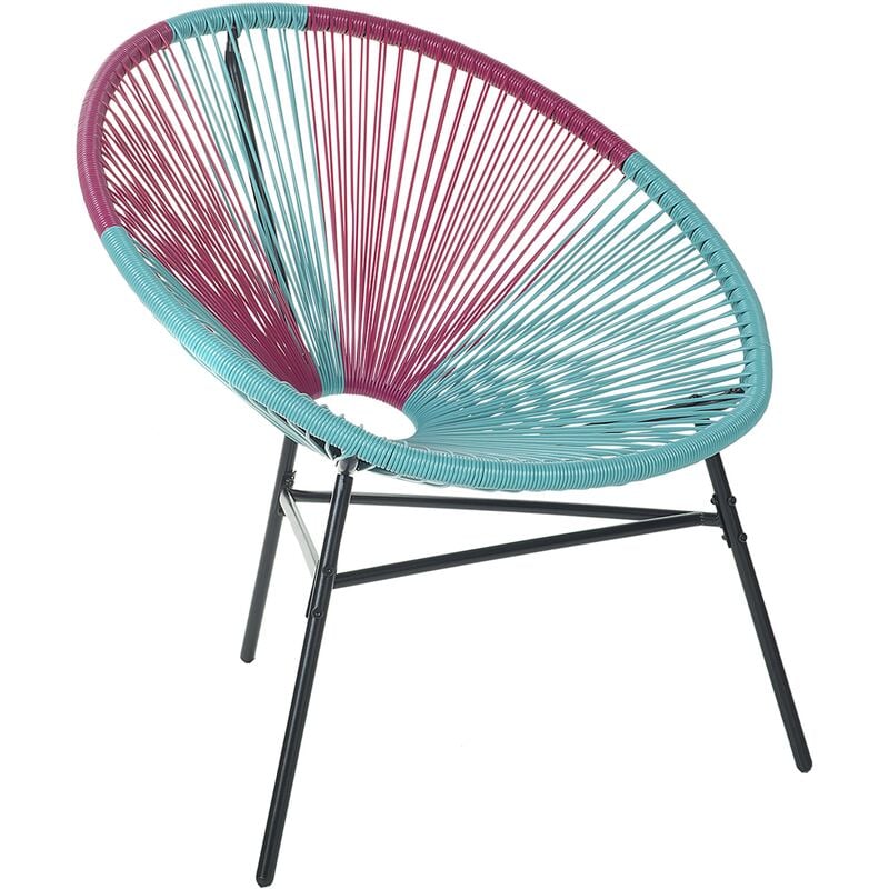 Beliani - Modern Accent Chair Round Turquoise Pink Rattan Steel Living Room Acapulco