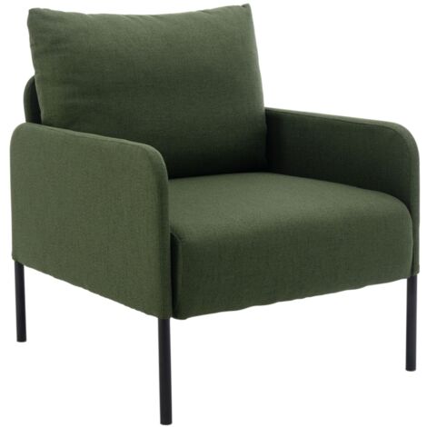 Accent Chair Upholstered in Linen Single Sofa Occasional Lounge Armchair with Metal Legs for Bedroom Living Room, Green, Wahson