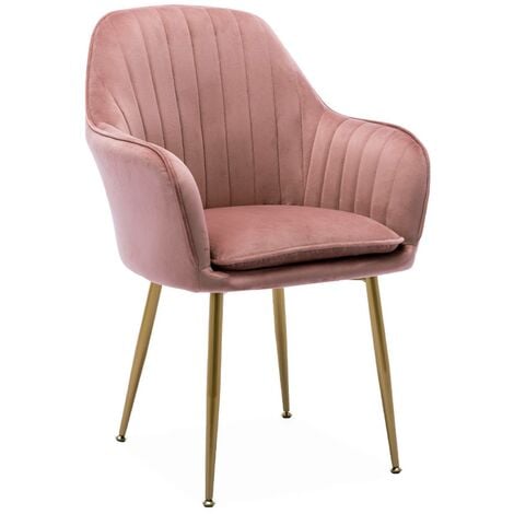 ALICE'S GARDEN Accent chair with metal legs, Shella velvet, Rose Pink, 57x59x84.5 cm