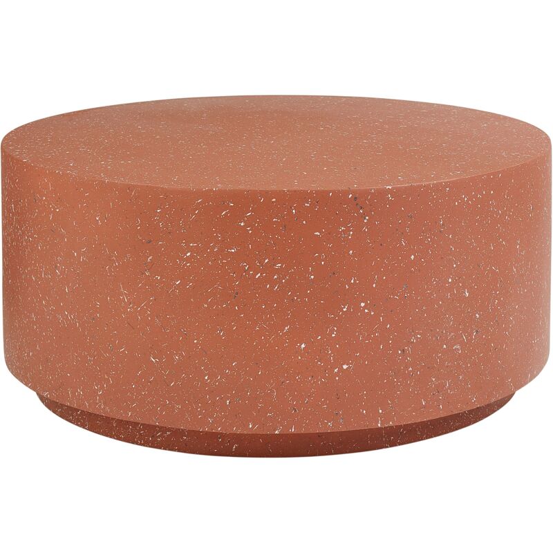 Beliani Accent Coffee Table Mgo Fiberglass Round Top Uv Stain Rust Water Wind Resistant Red With Terrazzo Effect Ø 90 Cm Trezzo
