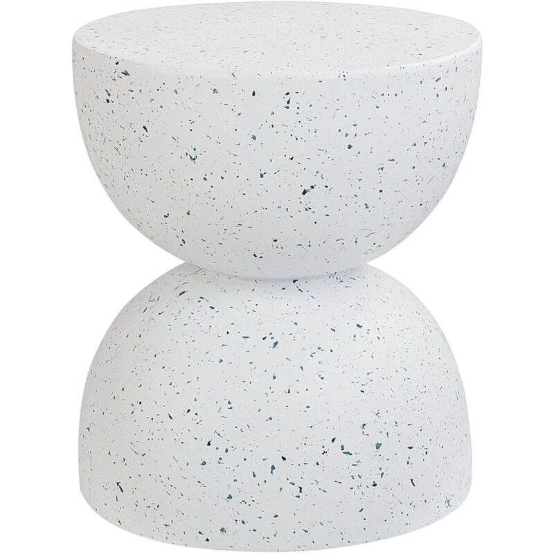 Beliani Side Table Caoria White Terrazzo