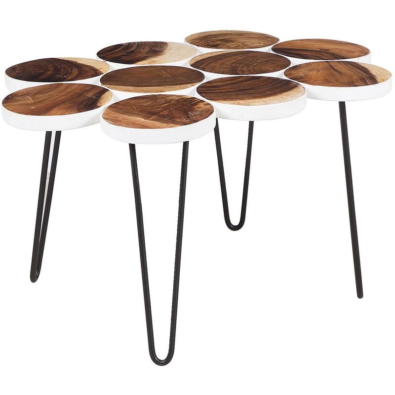 Beliani - Accent Coffee Table Tree Trunk Circles Pattern Hairpin Legs Tijuana