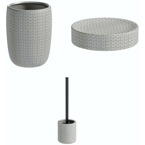 main image of "Accents Maya grey ceramic 3 piece bathroom set with soap dish"
