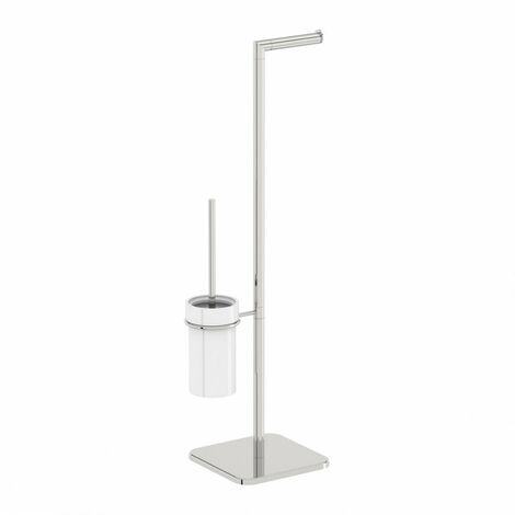 Accents Options round freestanding ceramic bathroom butler - Silver