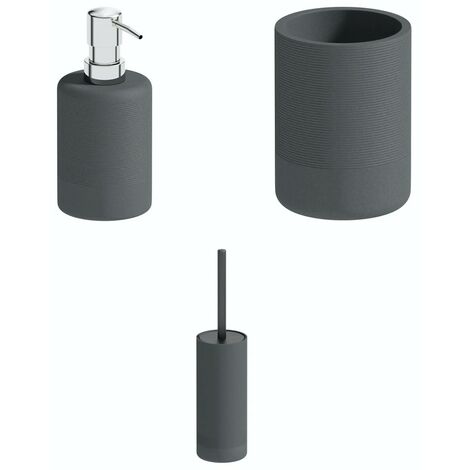 Accents Runswick grey ceramic 3 piece bathroom set - Grey