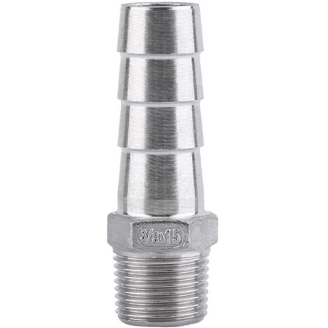 Accesorio de tubería con rosca externa, conector de manguera, BSP, acero inoxidable SS304 (3/8" x 15 mm)