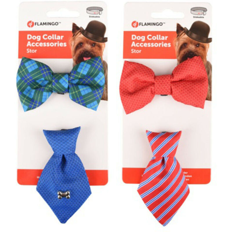

Accesorio para collar 1 corbata y 1 pajarita. azul o roja. para perros