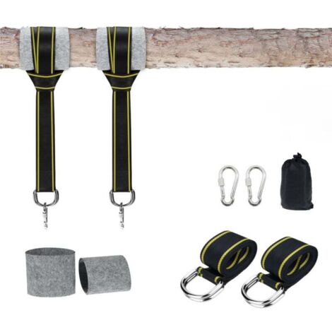 Accesorio para columpio KZQ de 2 piezas, accesorio para hamaca, juego de accesorios para hamaca, silla colgante, columpio, árbol de fijación con 2 almohadillas de protección para árbol, 2 mosquetones 